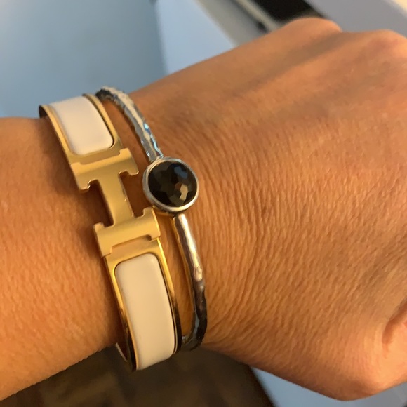 Ippolita Wonderland hinge bangle in sterling silver with a hematite stone - Picture 4 of 5